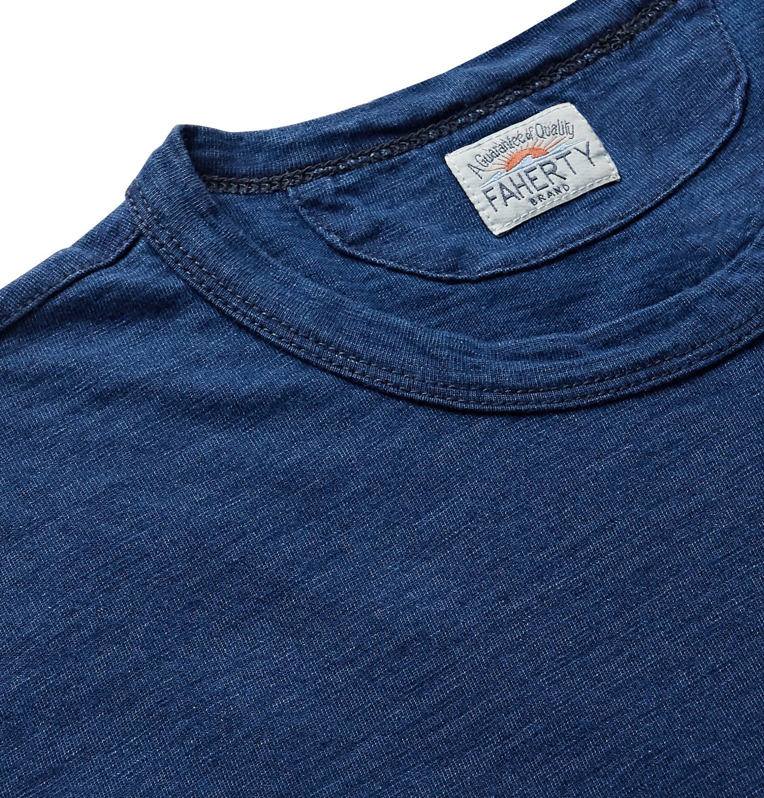 Faherty - Striped Indigo-Dyed Cotton-Jersey T-Shirt - Blue Faherty