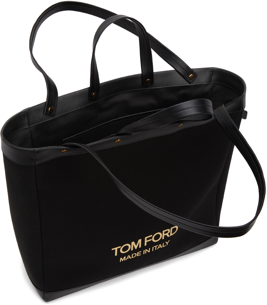 TOM FORD Black Medium T Screw Shopping Tote TOM FORD