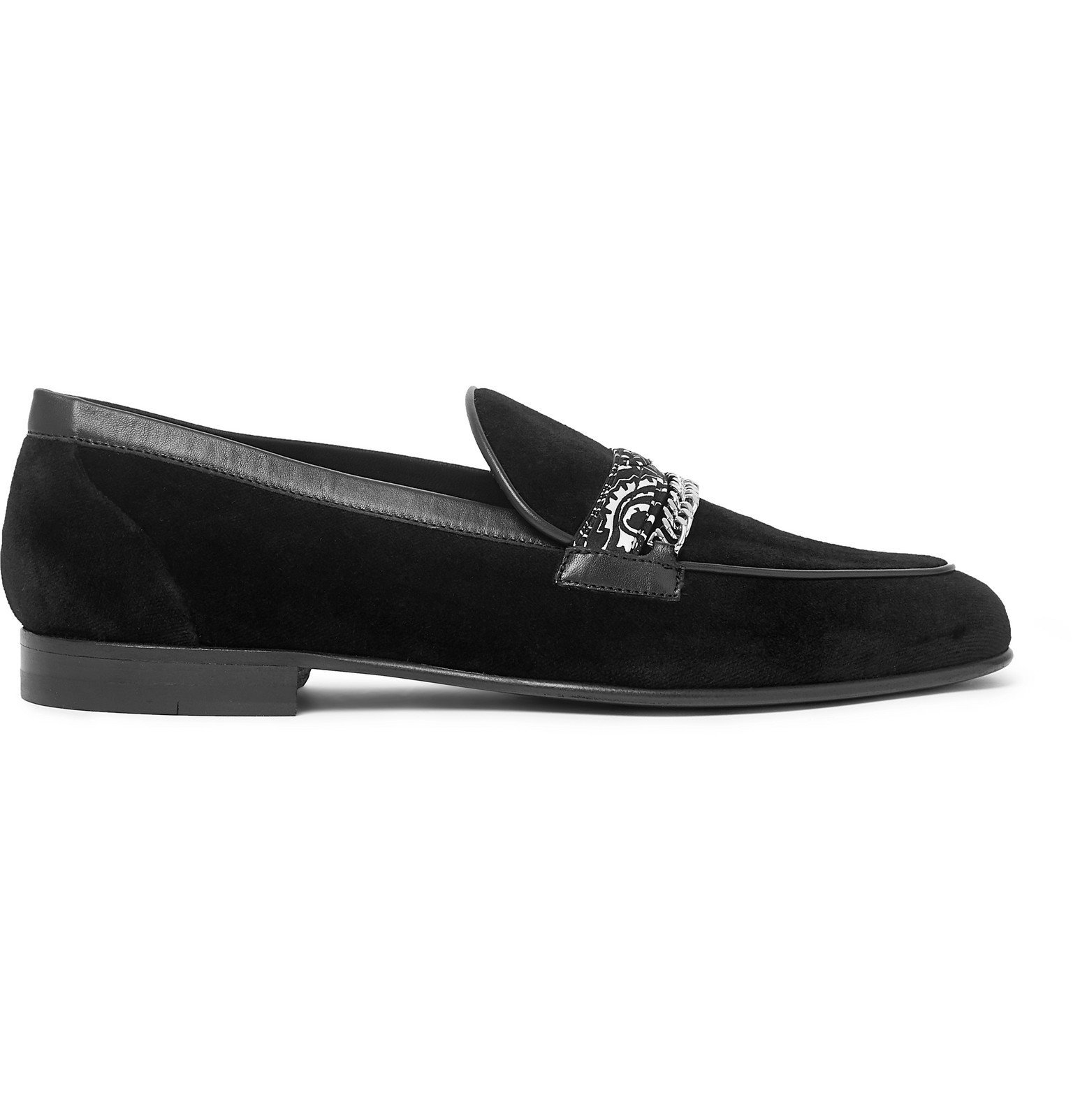 AMIRI - Embellished Leather-Trimmed Velvet Loafers - Black Amiri
