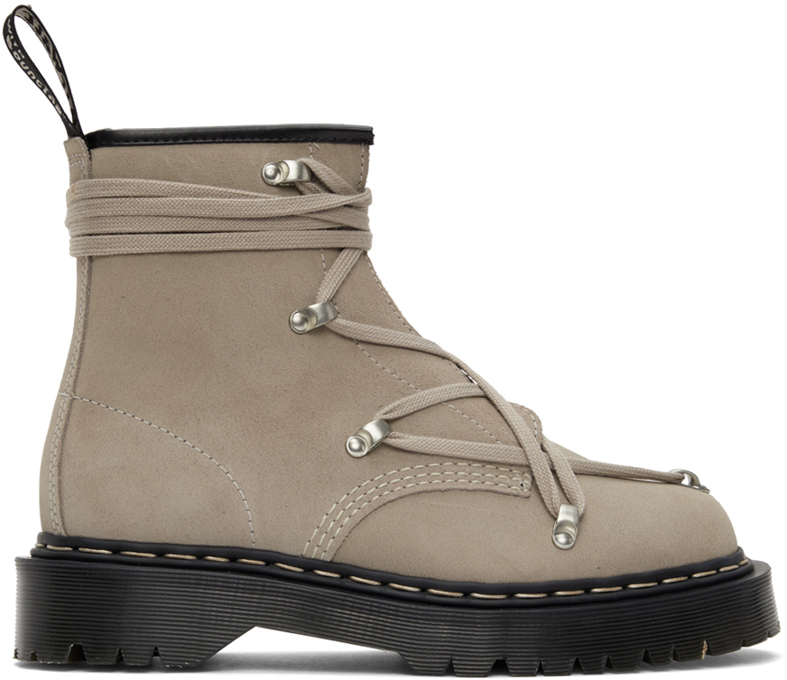 Rick Owens Taupe Dr. Martens Edition 1460 Bex Boots Rick Owens