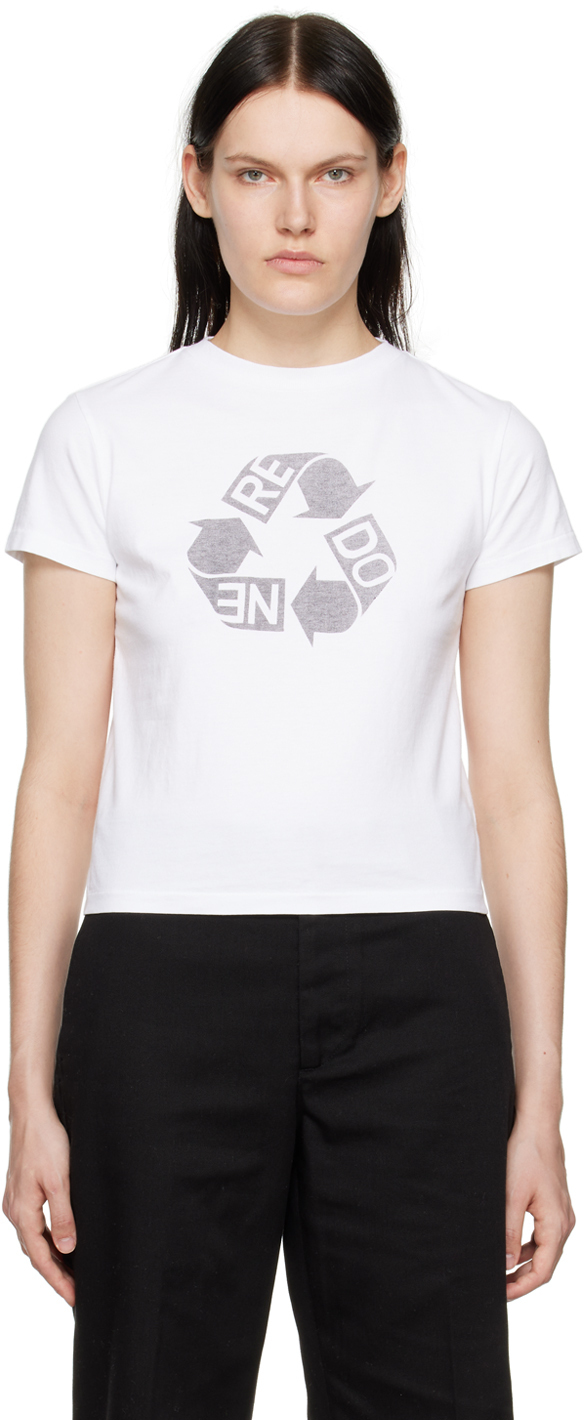 Re/Done White Recycle Classic T-Shirt Re/Done