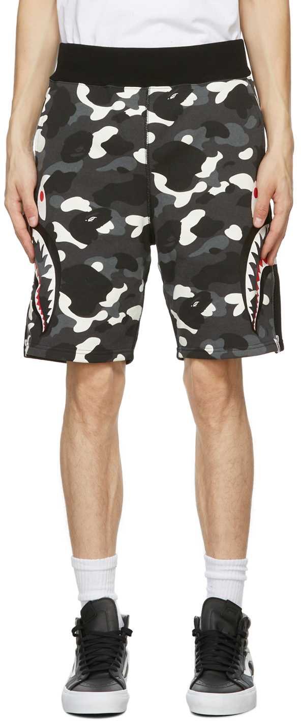 Photo: BAPE Black Camo Shark Sweat Shorts
