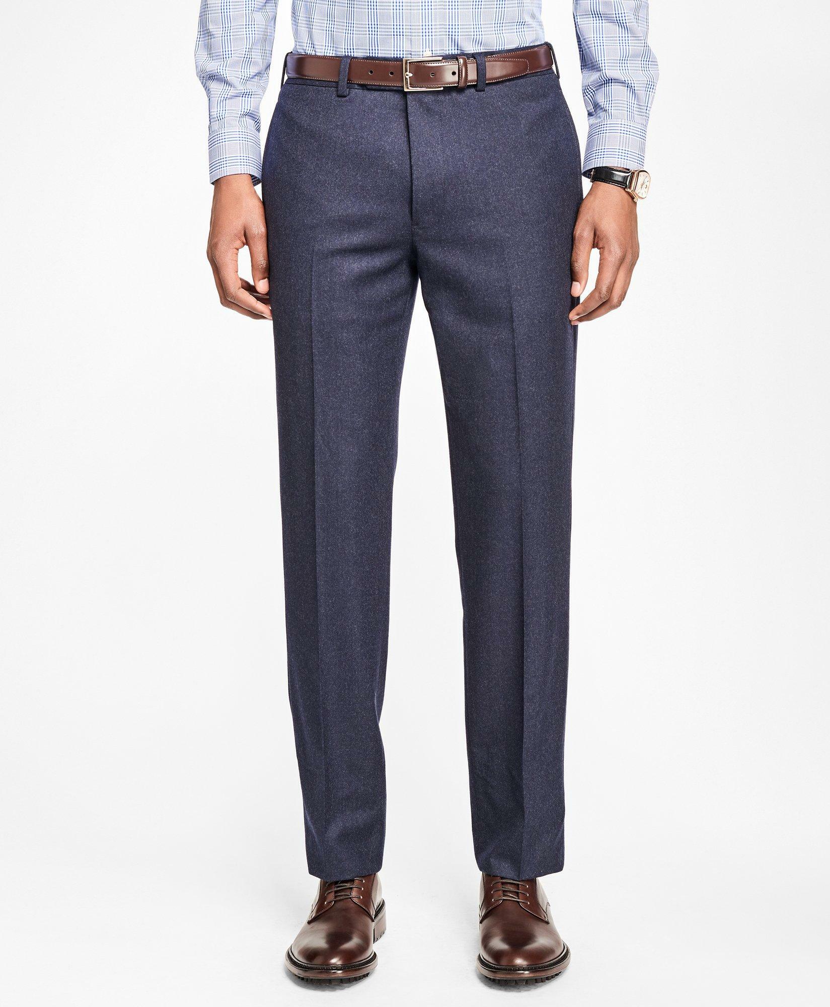 Brooks Brothers Men's Milano Fit Wool Flannel Trousers | Navy