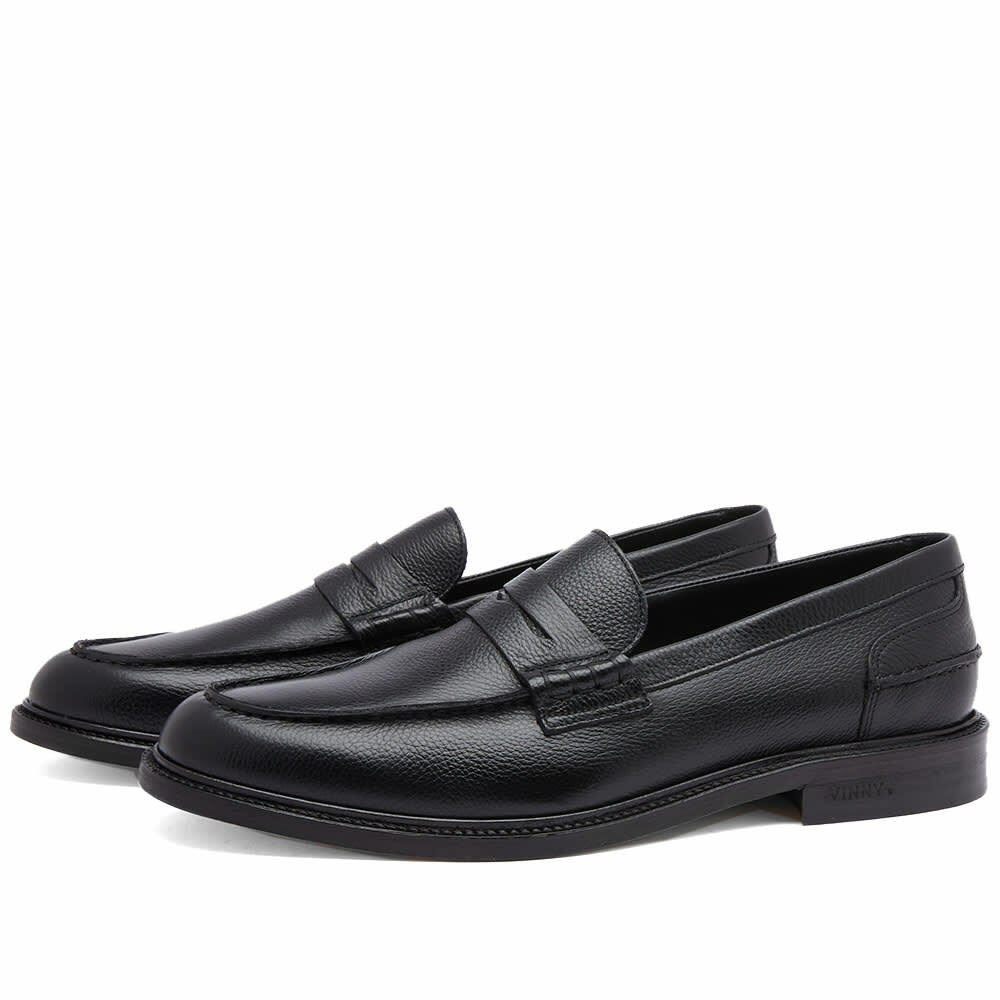 Vinnys Men's Townee Penny Loafer in Black Grain Leather VINNYs