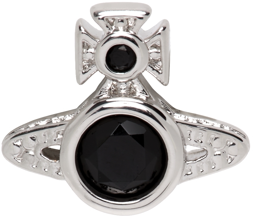 Vivienne Westwood Silver Black London Orb Single Stud Earring Vivienne Westwood