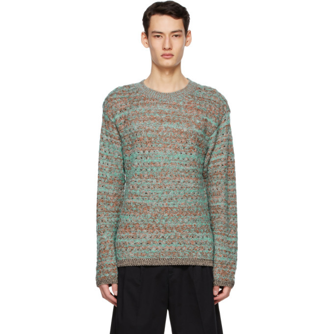 Andersson Bell Green and Brown Multi Melange Crewneck Sweater 