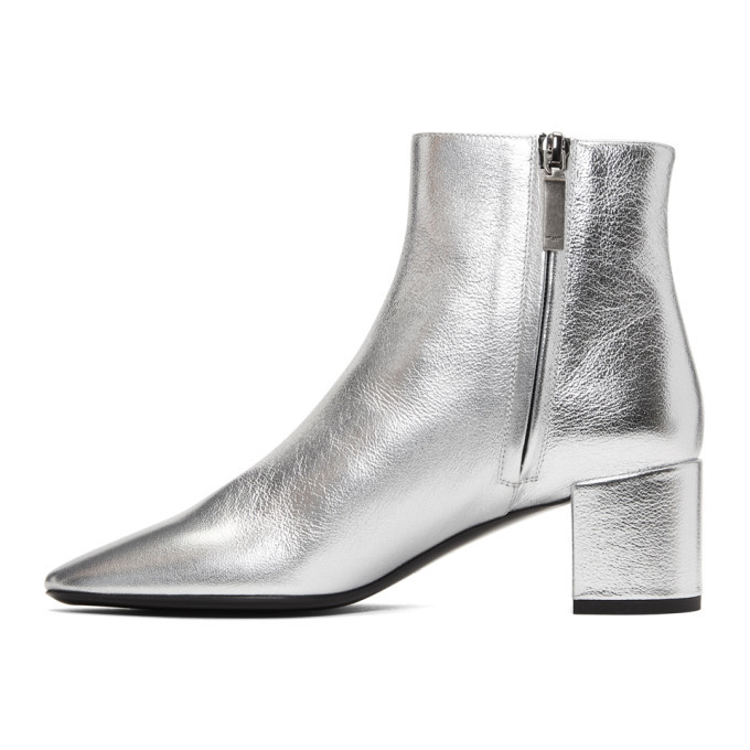 silver ysl boots