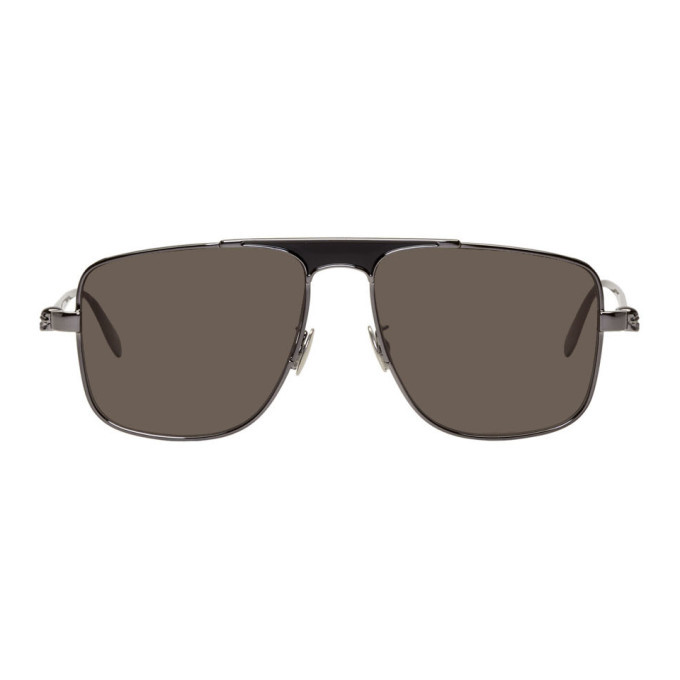 Alexander McQueen Gunmetal Rectangular Sunglasses Alexander McQueen