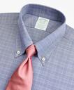 Brooks Brothers Men's Stretch Milano Slim-Fit Dress Shirt, Non-Iron Royal Oxford Button-Down Collar Glen Plaid | Navy