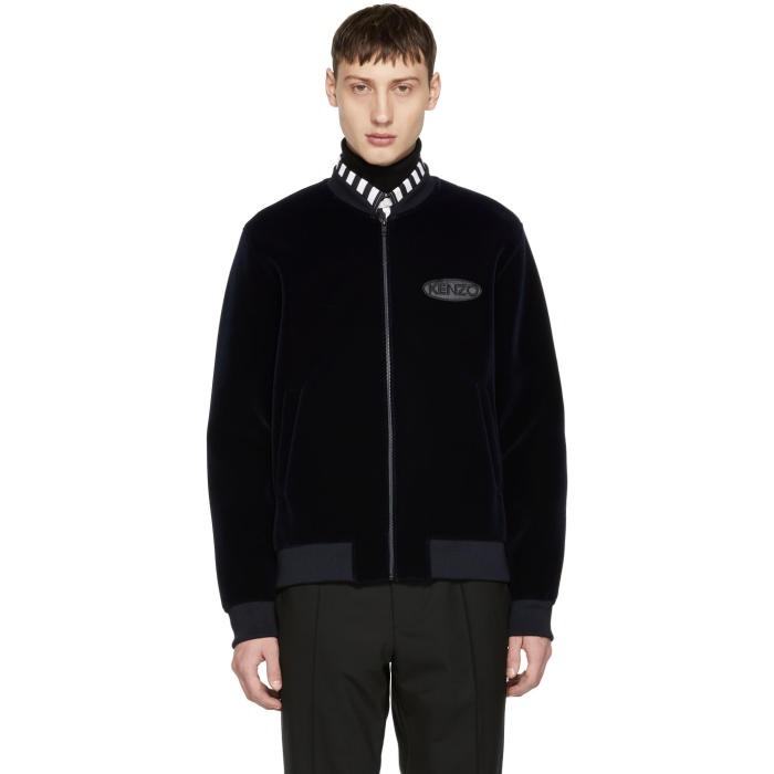 Kenzo Blue Velvet Bomber Jacket Kenzo