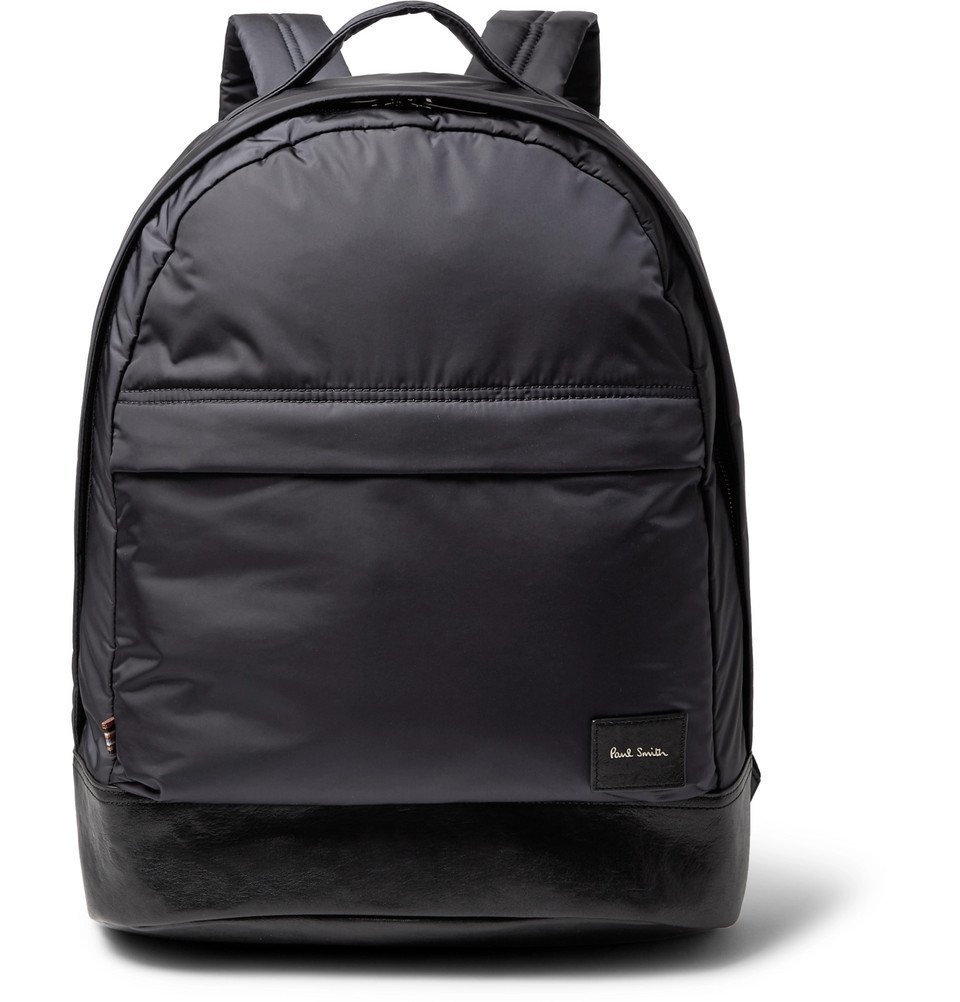 Paul Smith - Leather-Trimmed Shell Backpack - Navy Paul Smith