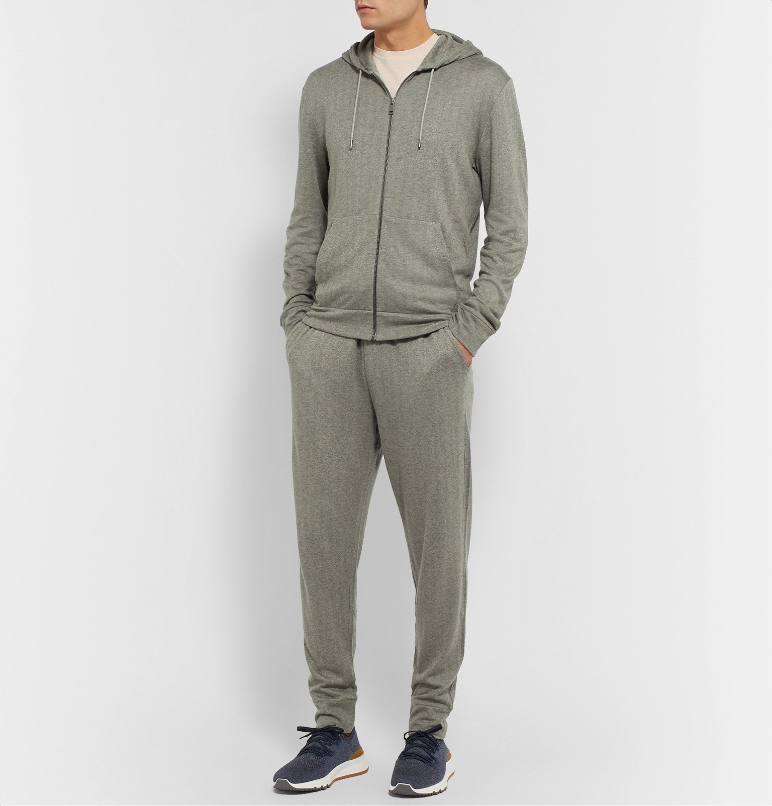 Ralph Lauren Purple Label - Herringbone Modal and Cotton-Blend Zip-Up  Hoodie - Gray Ralph Lauren Purple Label