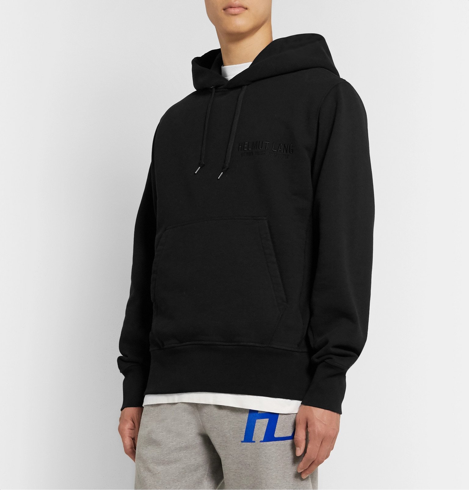 Helmut Lang - Logo-Embroidered Printed Fleece-Back Cotton-Jersey Hoodie ...