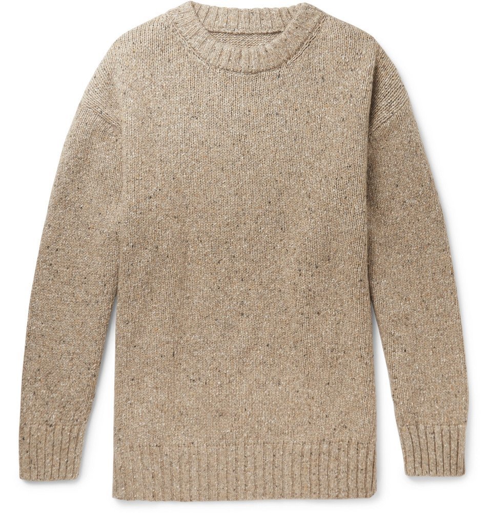 Maison Margiela - Oversized Donegal Wool-Blend Sweater - Brown Maison ...