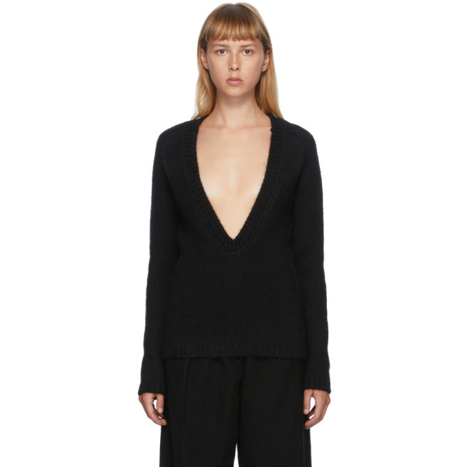 Jil Sander Black Oversized V-Neck Sweater Jil Sander