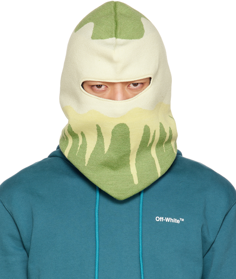 OffWhite Green & OffWhite Abstract Balaclava OffWhite