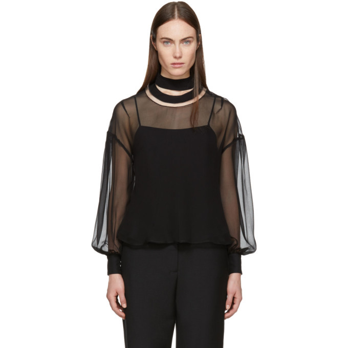 Fendi Black Silk Smiling Collar Blouse Fendi