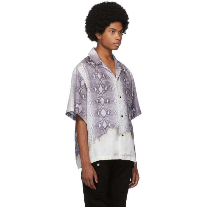 Amiri Grey Python Short Sleeve Button Up Shirt Amiri