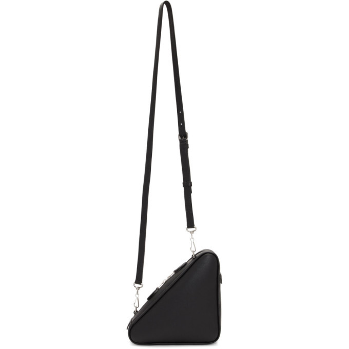 balenciaga black leather triangular grab bag