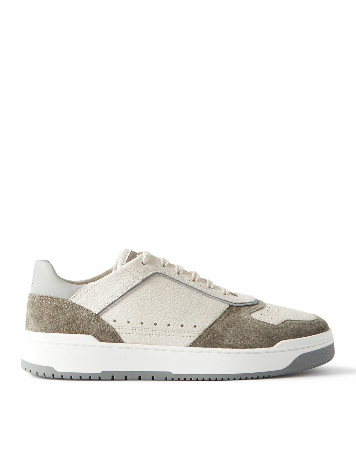 Brunello Cucinelli - Suede-Trimmed Full-Grain Leather Sneakers - White ...