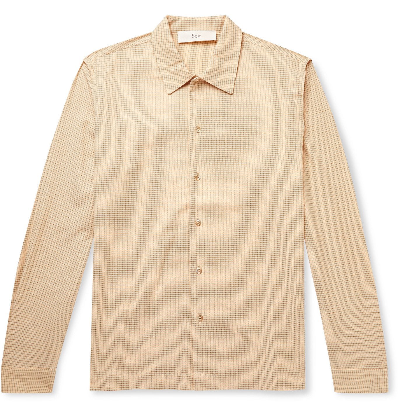 S fr Rami Checked Cotton And Wool Blend Shirt Neutrals S fr