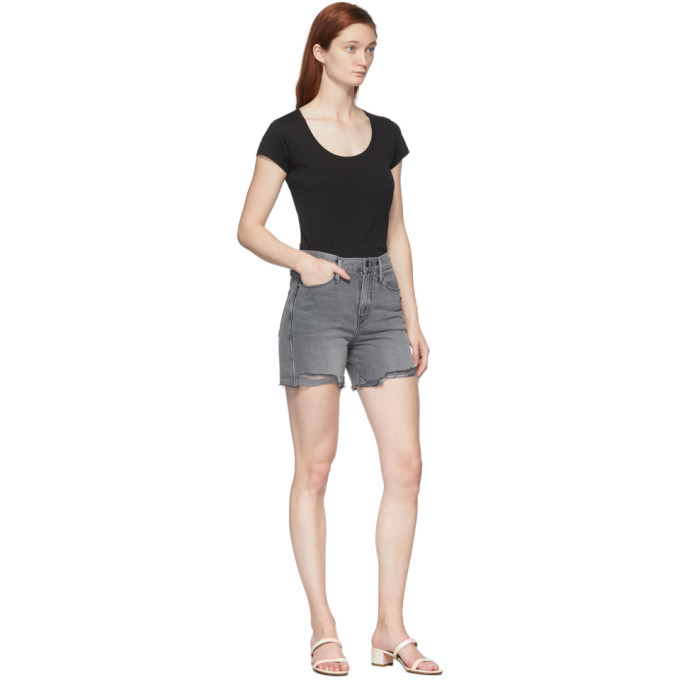Frame Grey Denim Le Tour Short Raw Edge 