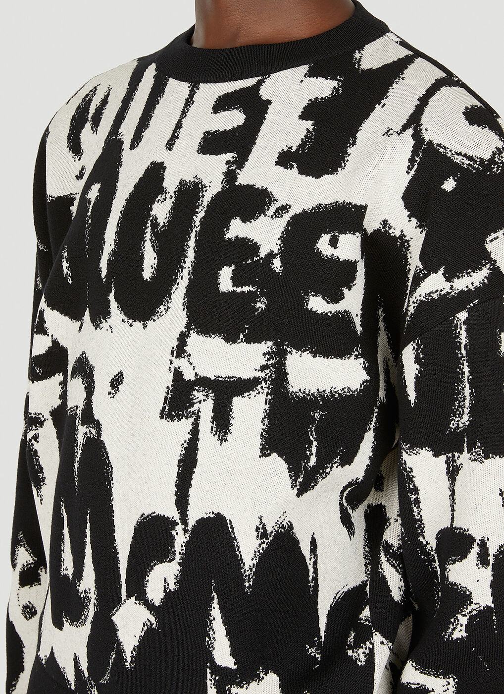 Graffiti Logo Jacquard Sweater in Black Alexander McQueen