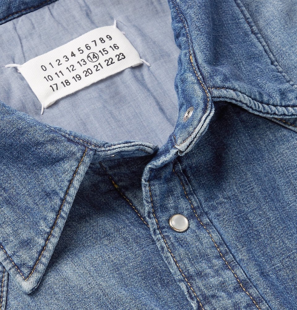 Maison Margiela Oversized Padded Denim Overshirt Blue Maison Margiela