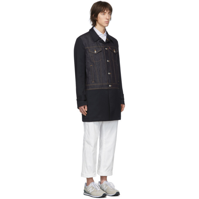 levis navy long wool coat