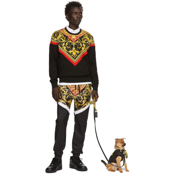 versace black barocco collar and leash set