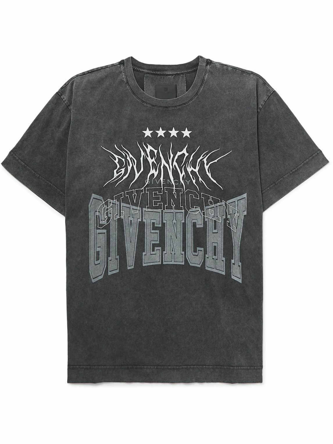 Givenchy Oversized LogoEmbroidered CottonJersey TShirt Gray Givenchy