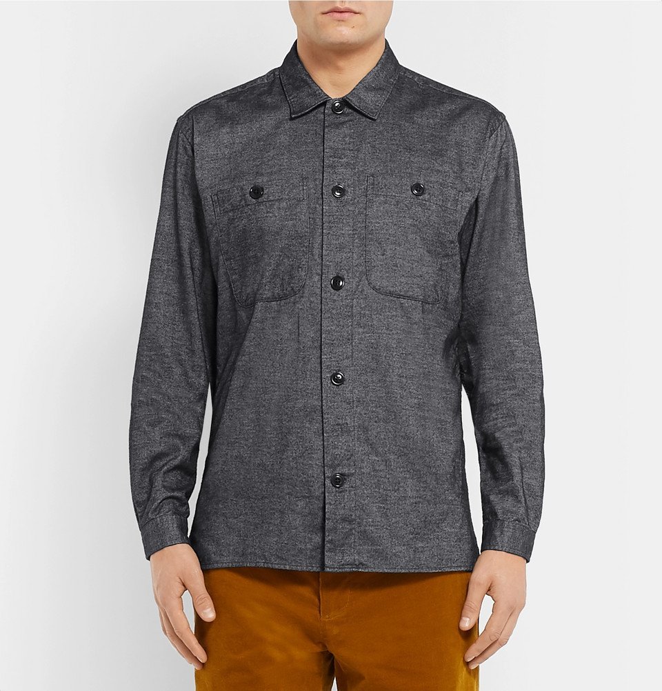 Oliver Spencer - Eltham Organic Brushed-Cotton Shirt - Men - Gray