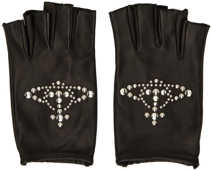 Vivienne Westwood Black Orb Stud Fingerless Gloves Vivienne Westwood