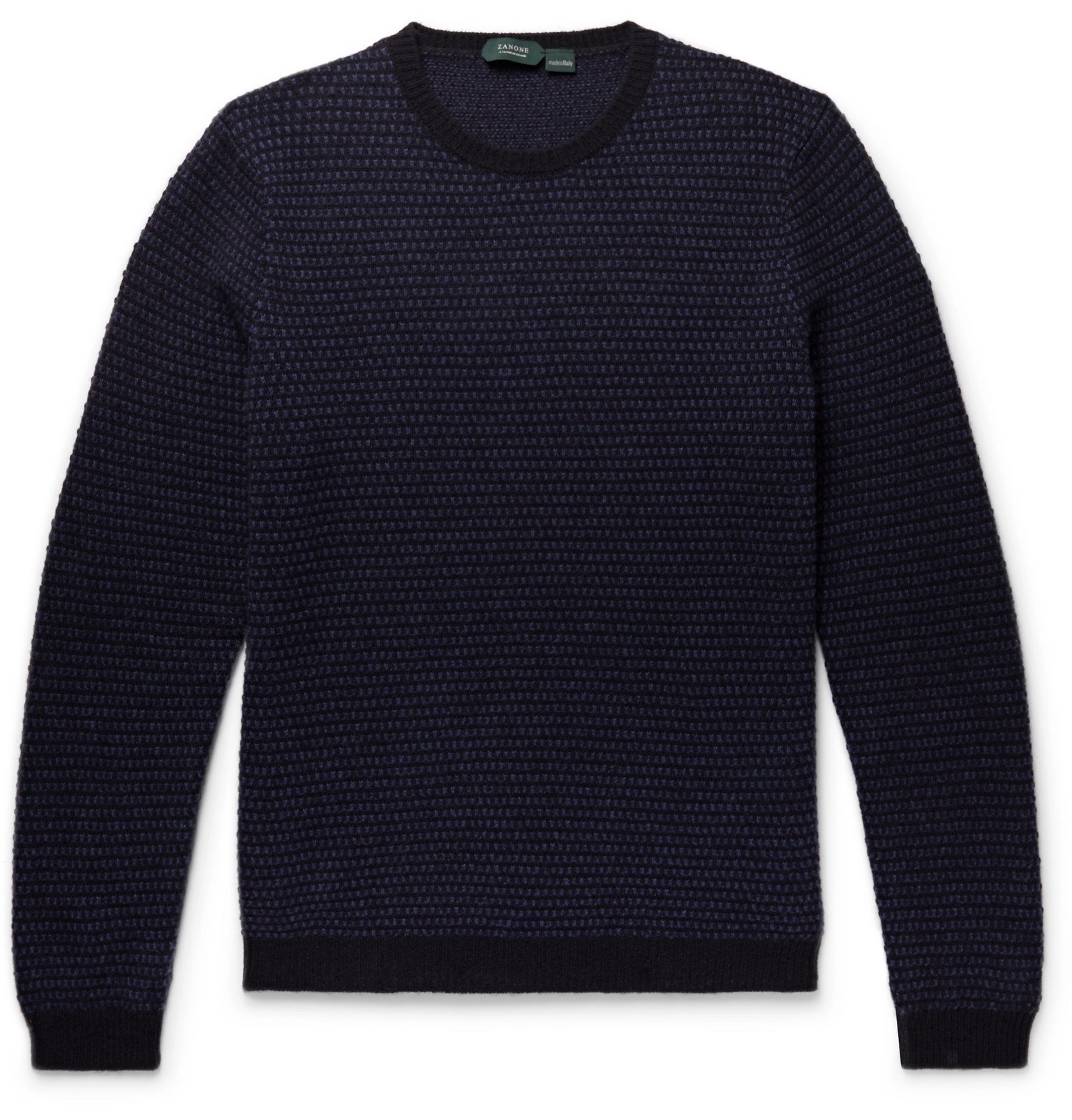 Incotex - Birdseye Virgin Wool-Jacquard Sweater - Blue Incotex