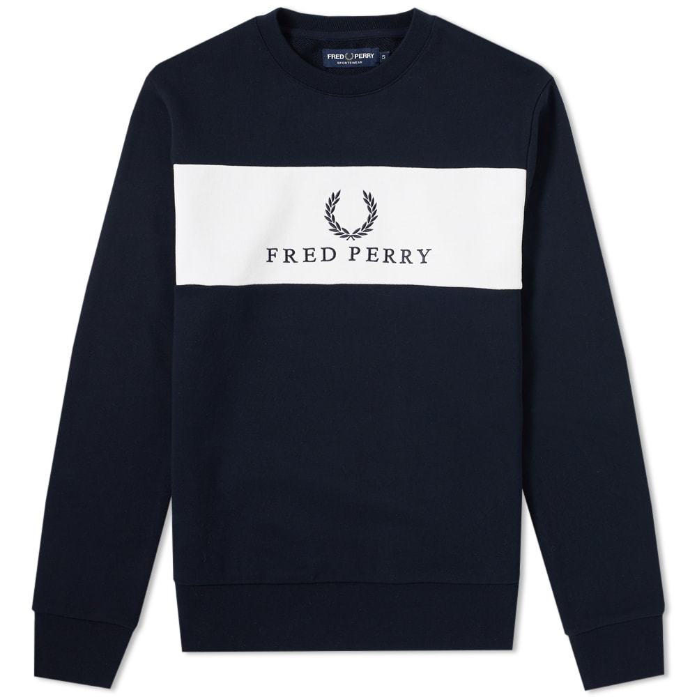 Fred Perry Panel Embroidered Sweat Blue Fred Perry