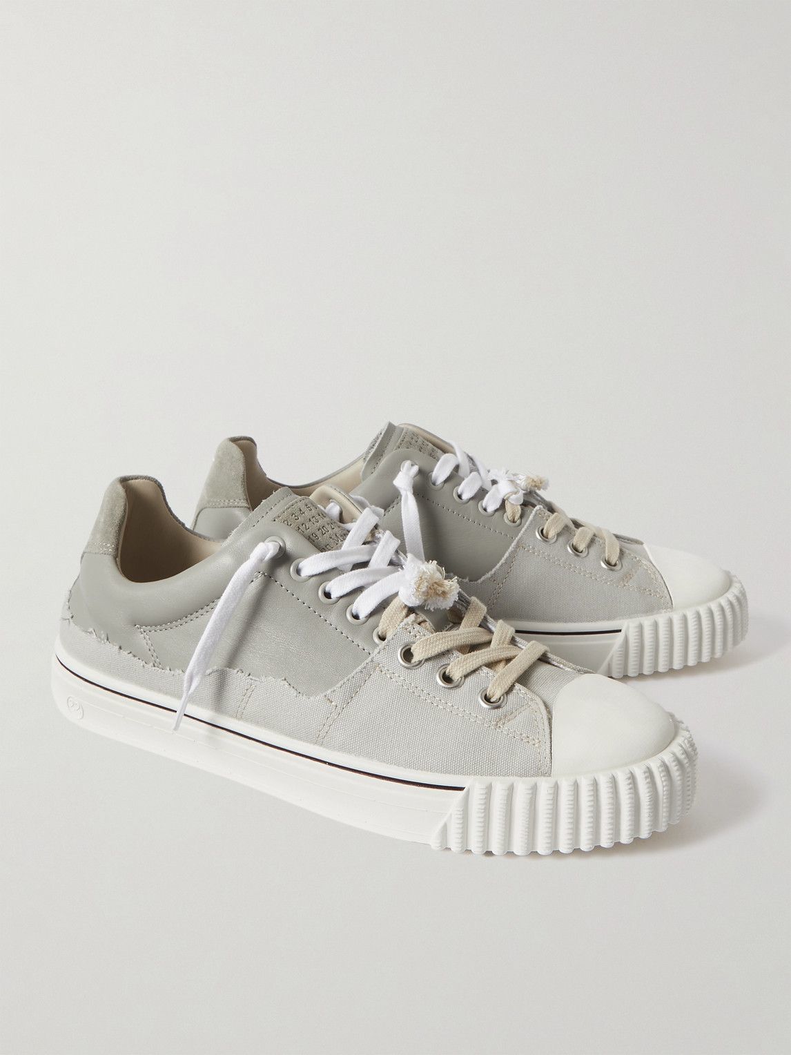 Maison Margiela - Evolution Distressed Canvas and Leather Sneakers ...
