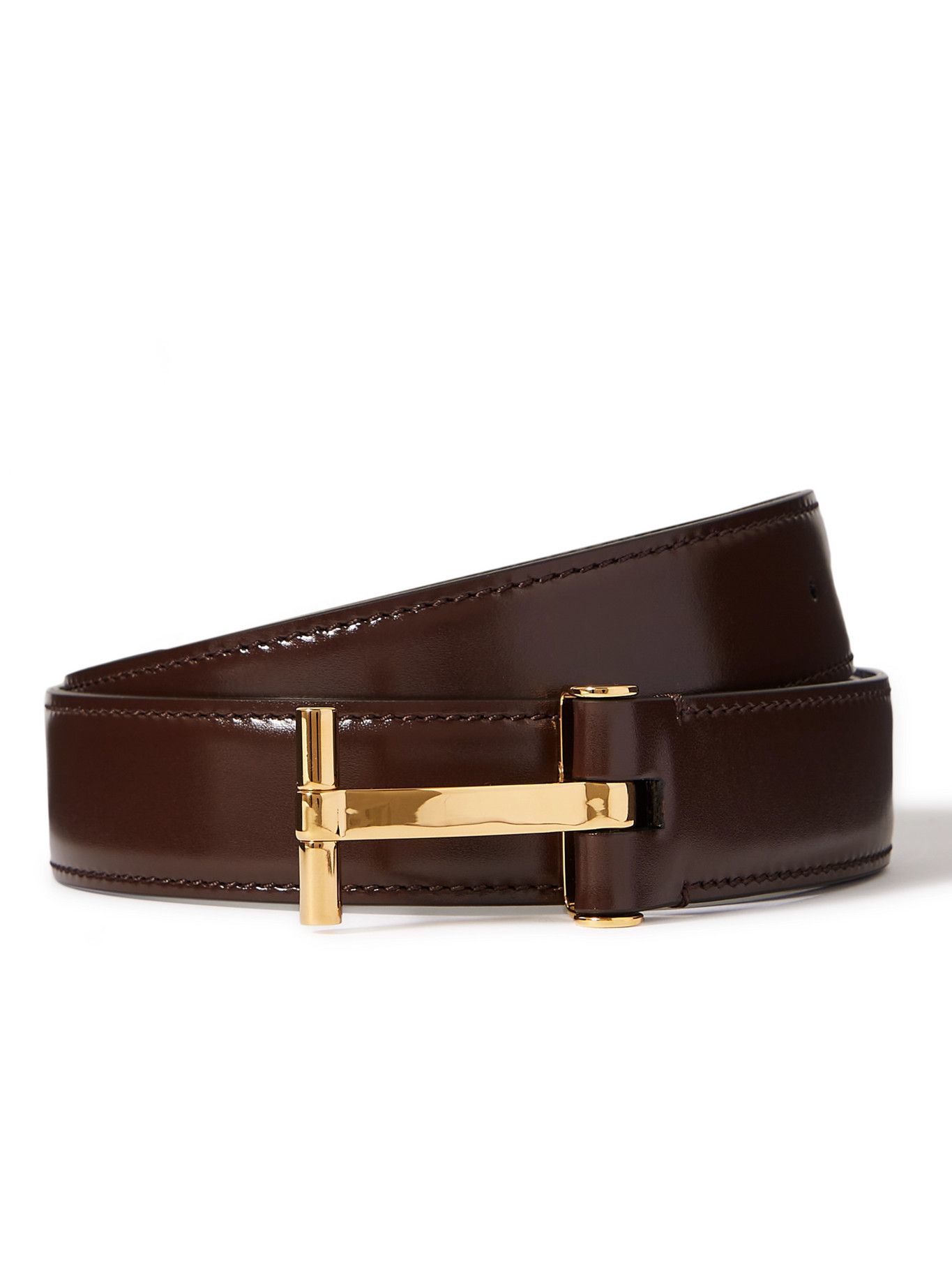 TOM FORD - 3cm Leather Belt - Brown TOM FORD