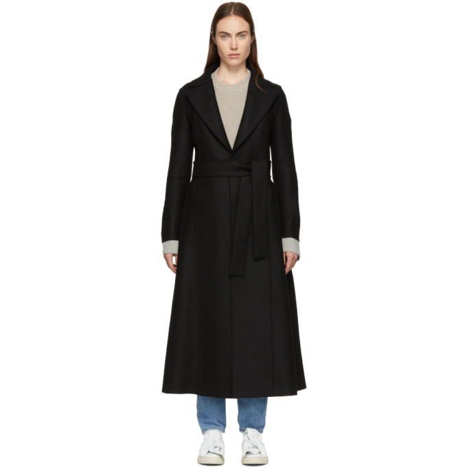 black wool duster coat