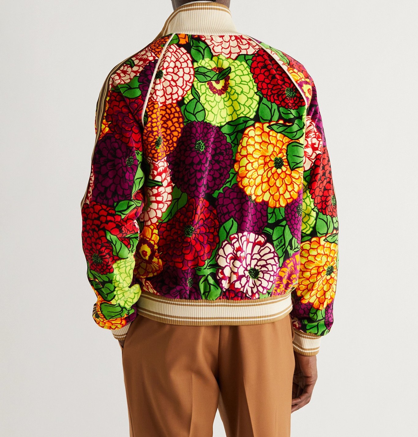 GUCCI - Striped Webbing-Trimmed Printed Cotton-Velour Track Jacket ...