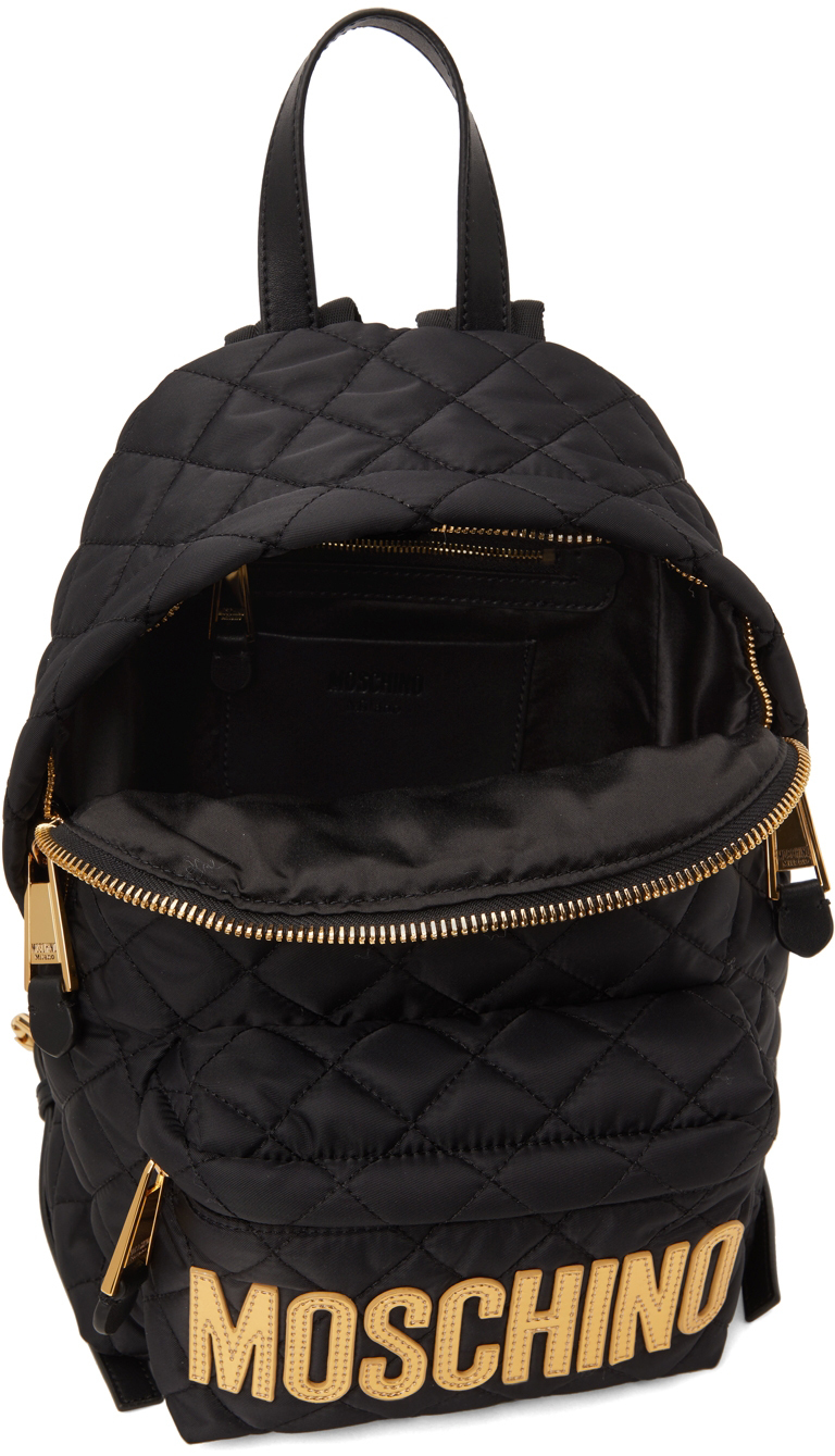 Moschino Black Quilted Logo Backpack Moschino