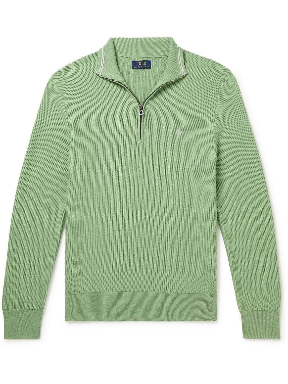 Polo Ralph Lauren - Logo-Embroidered Cotton-Piqué Half-Zip Sweater - Green  Polo Ralph Lauren