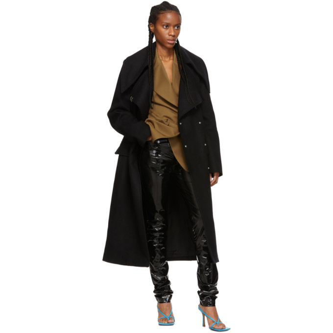 black maxi coat wool