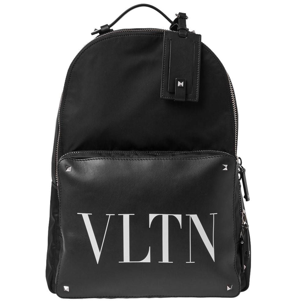 Valentino Nylon and Leather Backpack Black Valentino