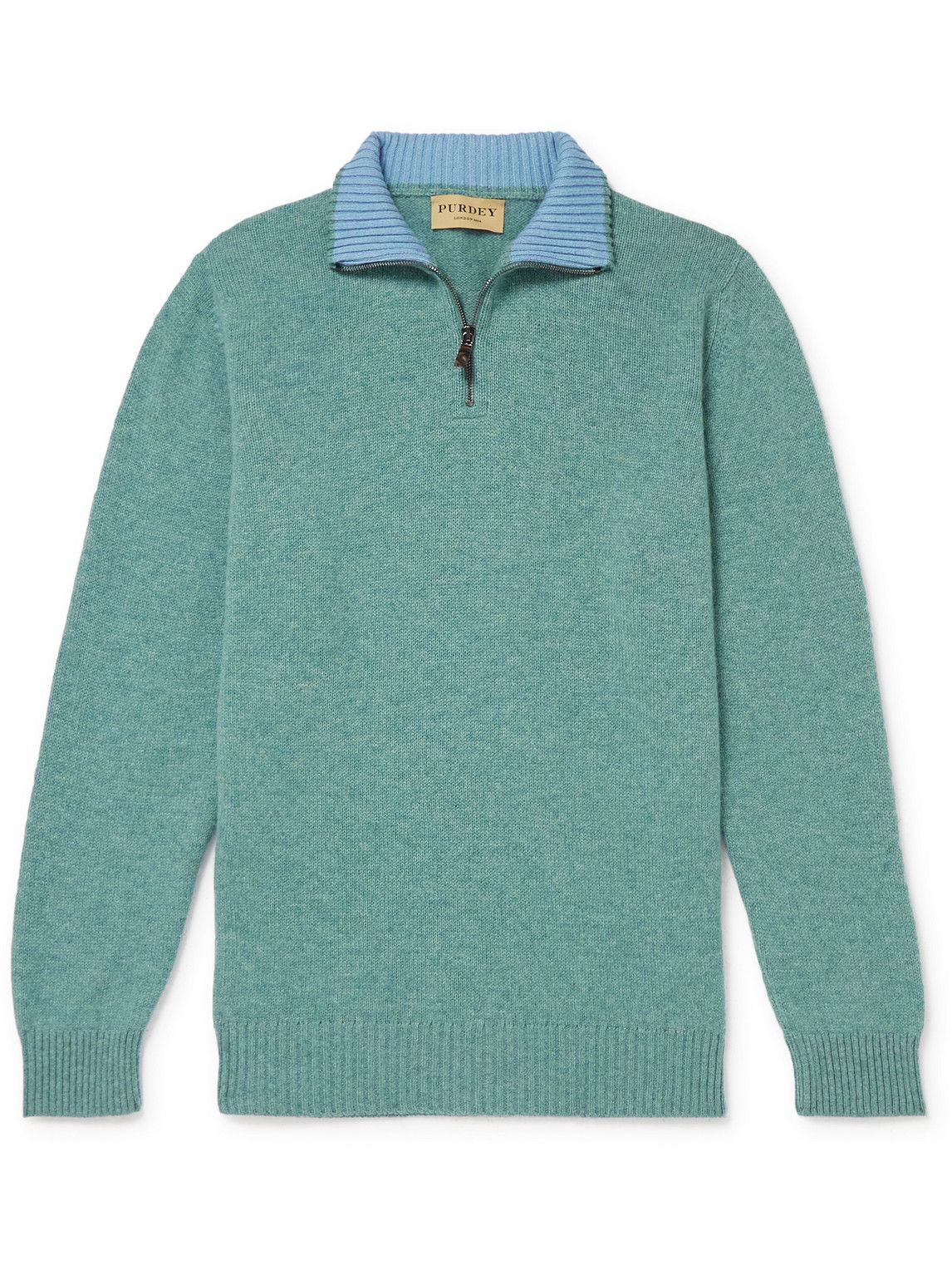 Purdey - Slim-Fit Mélange Cashmere Half-Zip Sweater - Green Purdey