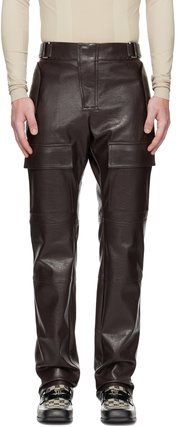 MISBHV Brown Moto FauxLeather Cargo Pants MISBHV