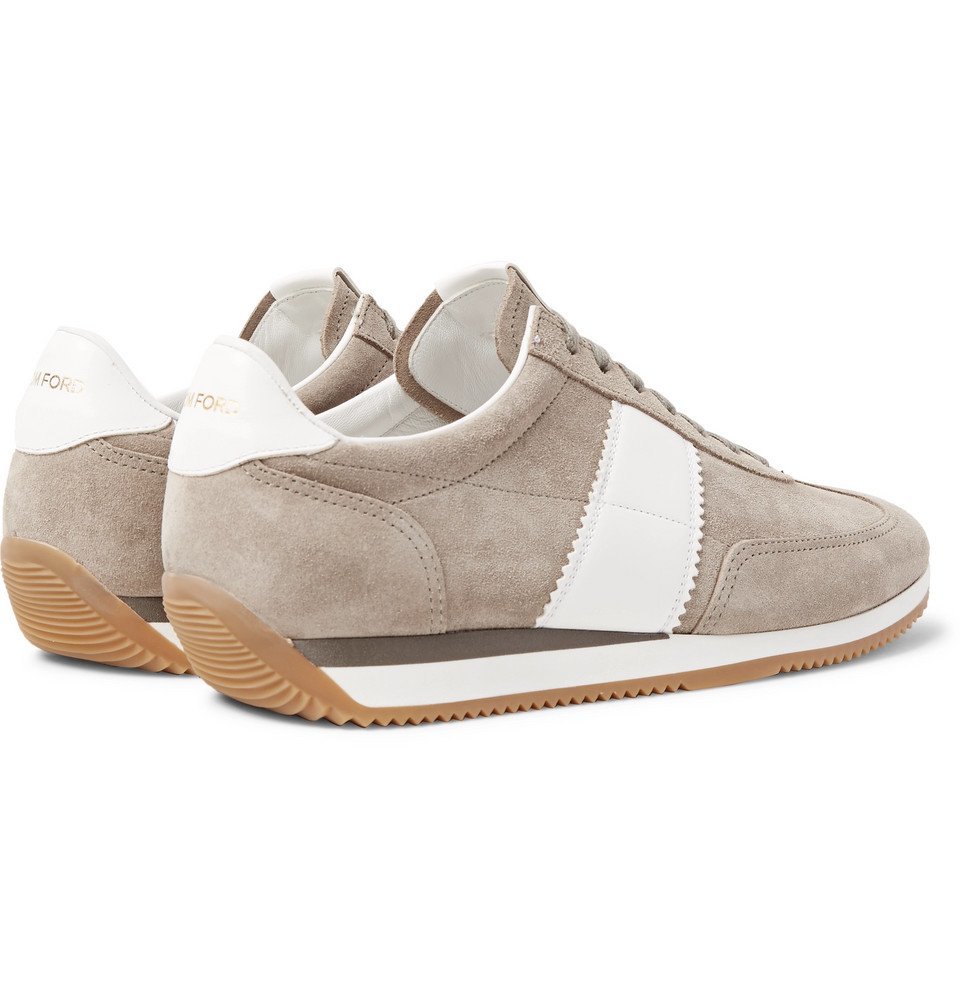 TOM FORD - Orford Leather-Trimmed Suede Sneakers - Men - Beige TOM FORD