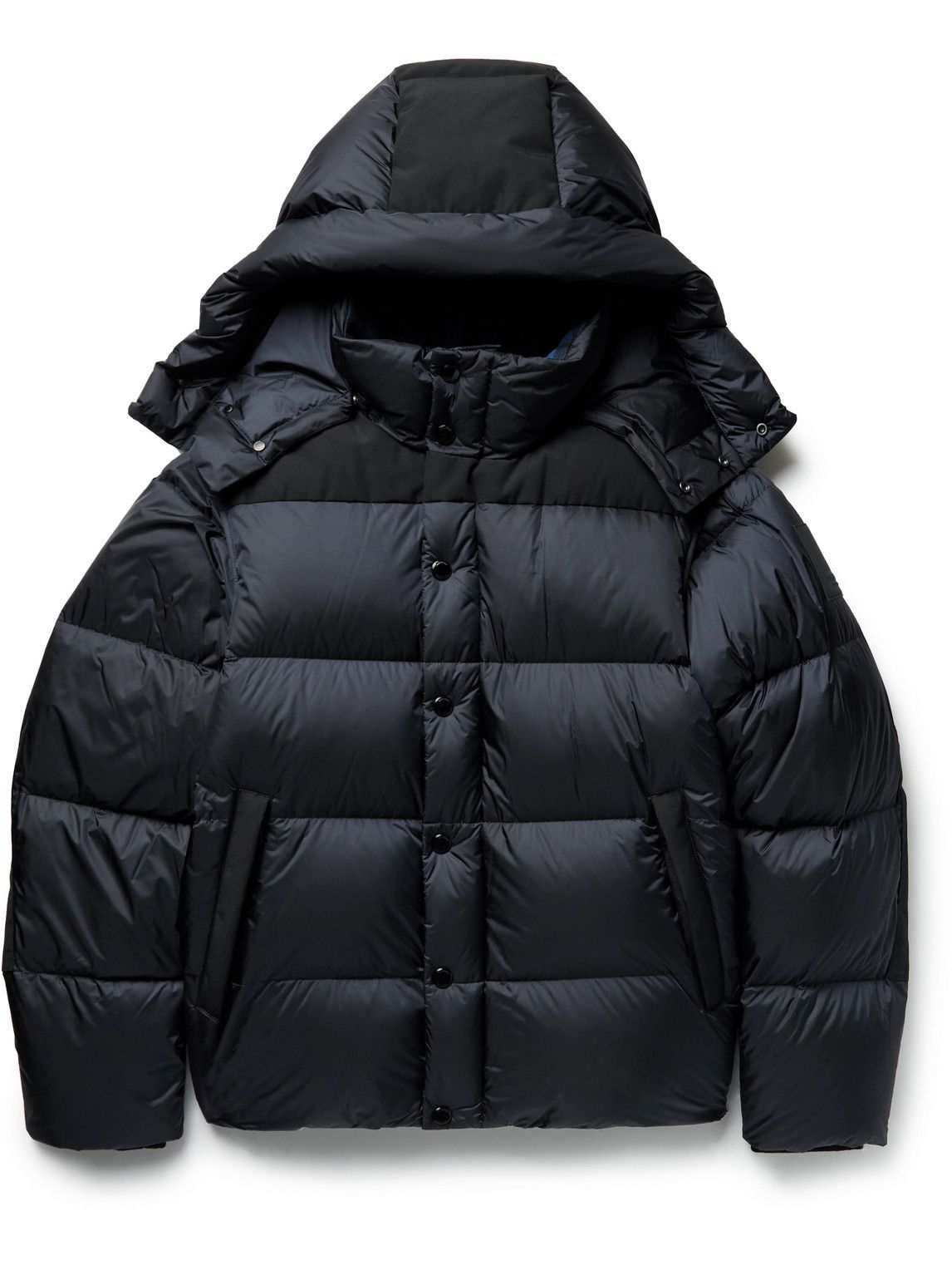 Photo: Burberry - Hooded Panelled Quilted Shell Down Jacket - Blue