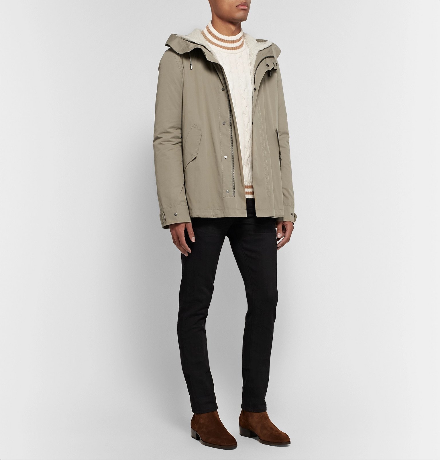 Yves Salomon - Cotton-Blend Hooded Down Parka with Detachable Shearling ...