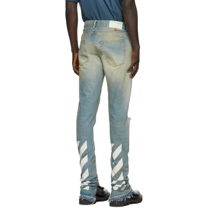 Off-White Blue Vintage Split Slim-Fit Jeans Off-White