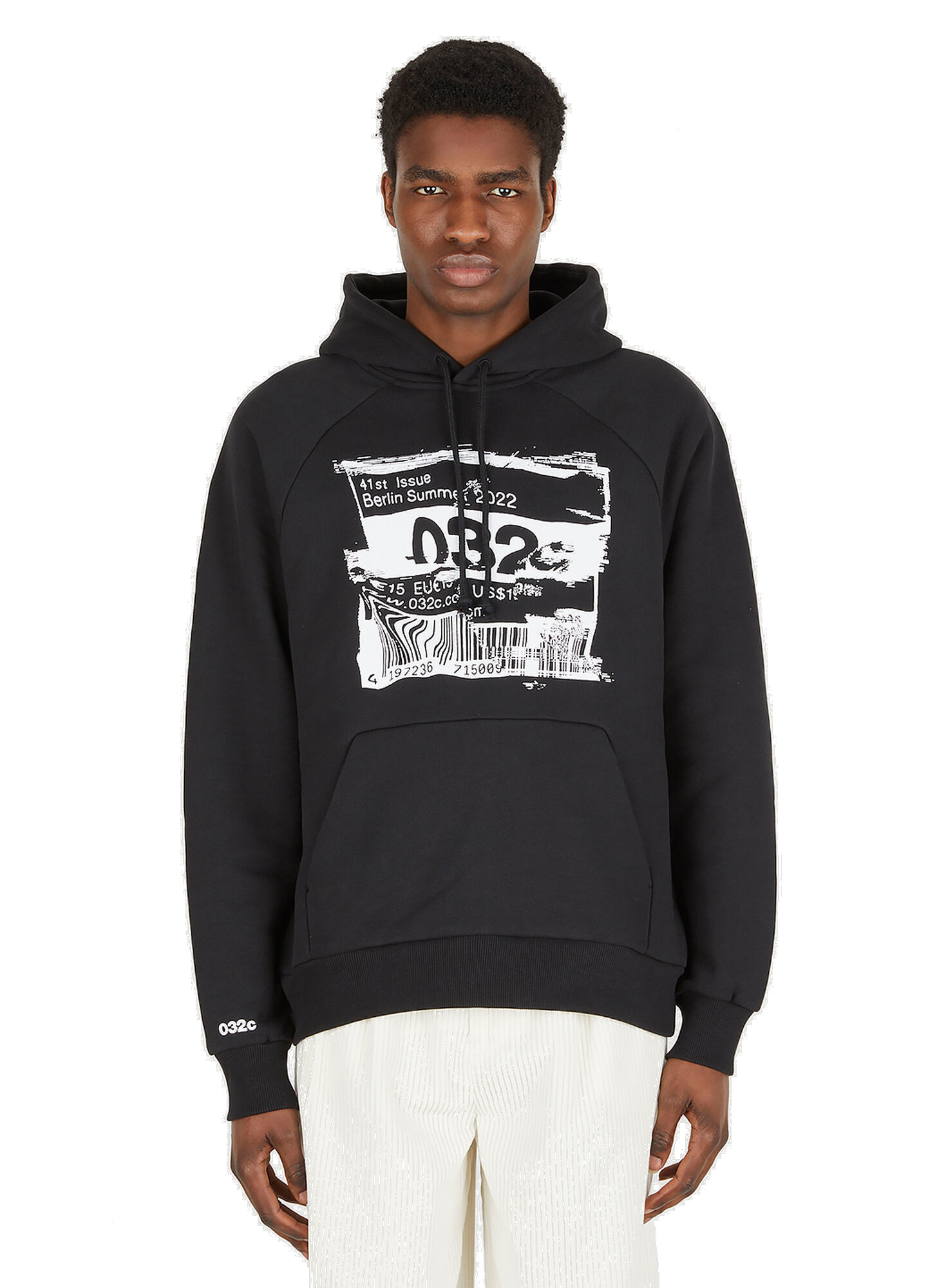 Photo: Barcode Glitch Hooded Sweatshirt in Black